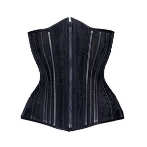 Timeless Trends Black Fine Mesh No Line Corset, Hourglass Silhouette, Long